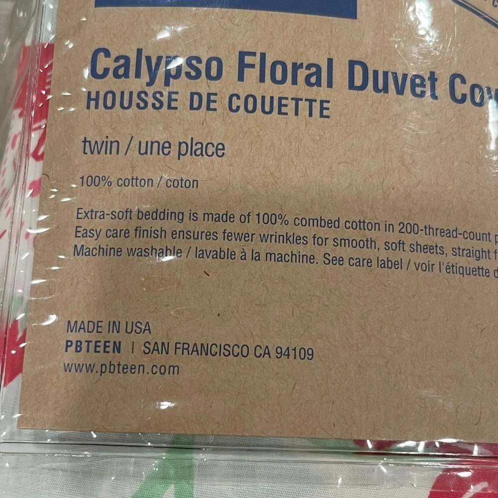 POTTERY BARN Teen Calypso Floral Twin Duvet Cover NWT